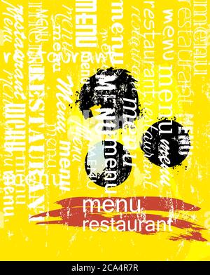 menu card design template for restaurant, free copy space, with strokes and splashes Stock Vector