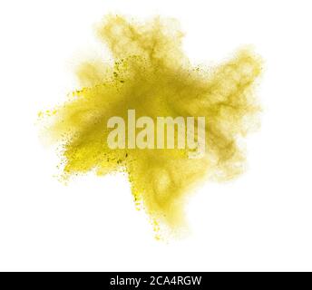 Launched colorful powder, isolated on white Stock Photo