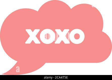 slang bubble concept, pink cloud with xoxo word icon over white background, line fill style, vector illustration Stock Vector