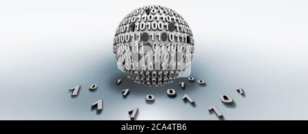 Globe of binary digits with some digits falling down Stock Photo