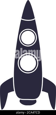 cartoon spaceship toy object for small children to play, silhouette style icon vector illustration Stock Vector