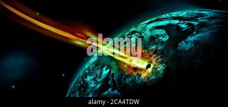 Comet colliding with earth Stock Photo