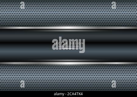 Metallic background.Blue and silver with perforated texture. Metal technology concept. Stock Vector