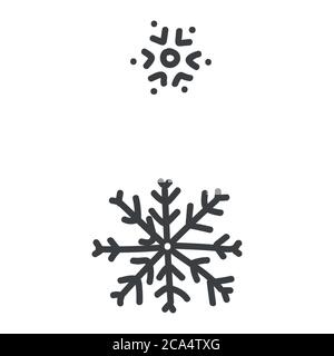 Seamless xmas snowflake set illustration clipart. Simple gender neutral nursery festive scrapbook sticker. Kids whimsical cute hand drawn cartoon Stock Vector