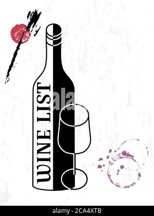 design template for restaurant wine card/list, free copy space Stock Vector