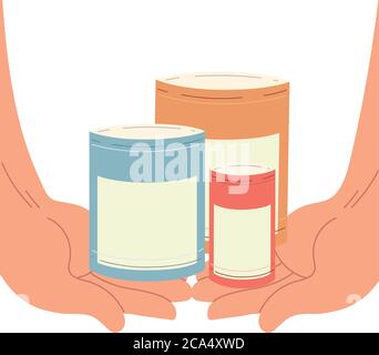 hands supporting local business products vector illustration design Stock Vector