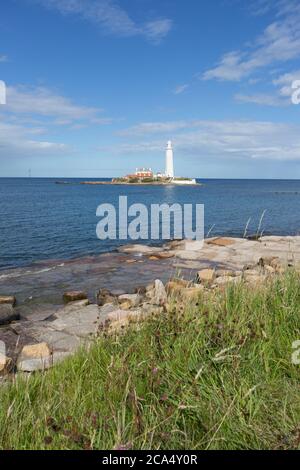 St Mary's Lighthouse, Whitley Bay, Northumberland, England, UK Stock Photo