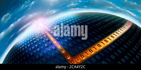 Digital binary globe Stock Photo