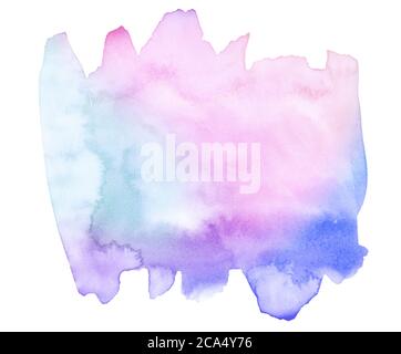 Multicolored watercolor spots in pastel colors on a paper backing. Isolated frame hand drawn by brush. Abstract unique original background. Stock Photo