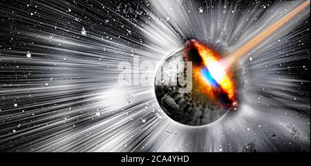 Earth hit by comet Stock Photo