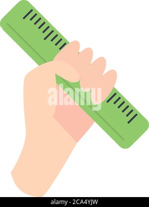 hand holding ruler line and fill style icon design, Instrument tool ...