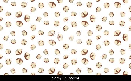 Cotton ball seamless pattern for fabric design. Repeat vector vintage texture. Graphic modern background. Stock Vector