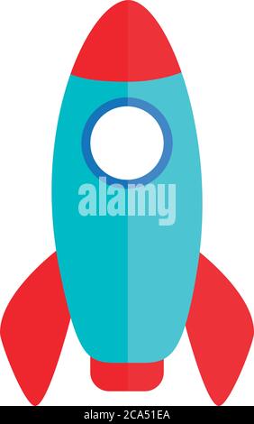 cartoon plastic rocket toy object for small children to play, flat style icon vector illustration Stock Vector