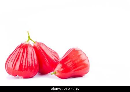 red rose apple or water apples  on white background healthy rose apple fruit food isolated Stock Photo