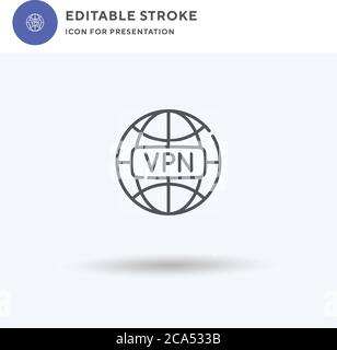 Vpn icon vector, filled flat sign, solid pictogram isolated on white, logo illustration. Vpn icon for presentation. Stock Vector