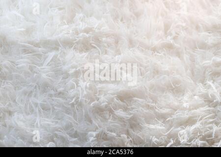 Close up at white fur fabric texture background. Stock Photo
