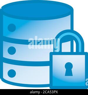 Web hosting with padlock line style icon design, Data center base ...