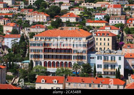 DUBROVNIK, CROATIA - JULY 26, 2019: Hilton Imperial, a grand hotel in Dubrovnik, a UNESCO World Heritage Site. Hilton is the 38th largest private comp Stock Photo