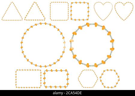 Doodle yellow dandelion wreath for decorative design. Vintage vector ornament template. Summertime season. Botanical collection. Stock Vector