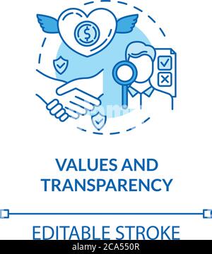 Values and transparency turquoise concept icon. Company reliability. Company culture. Core corporate ethics idea thin line illustration. Vector isolat Stock Vector