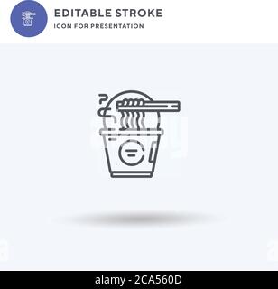 Noodles icon vector, filled flat sign, solid pictogram isolated on white, logo illustration. Noodles icon for presentation. Stock Vector