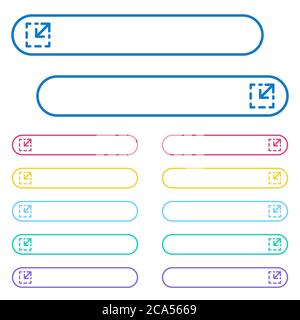 Resize element icons in rounded color ghost buttons. Left and right side icon variations. The buttons text can be adjusted with CSS. Stock Vector