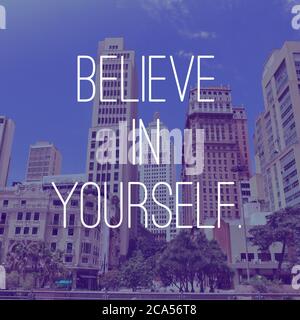 Believe in yourself - self confidence inspiration motivational poster text. Stock Photo