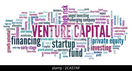 Venture capital concept. Venture investing word cloud sign Stock Photo ...