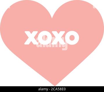slang bubbles concept, pink heart with xoxo word over white background, line fill style, vector illustration Stock Vector