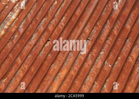 Rusty corrugated iron metal roof Stock Photo