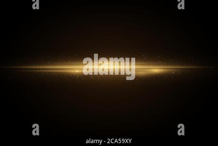 Light effect made of orange glowing neon lines. Futuristic scanner effect with sparkles particles. Stylish footage for your project. Vector Illustrati Stock Vector