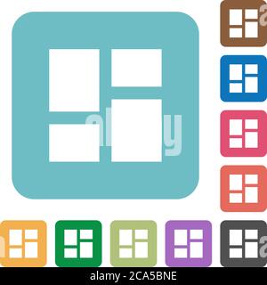 Admin dashboard panels white flat icons on color rounded square backgrounds Stock Vector