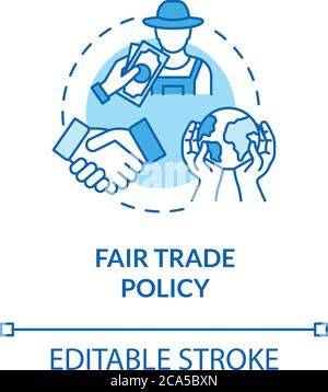 Fair trade policy turquoise concept icon. Professional partnership and networking. Responsible business idea thin line illustration. Vector isolated o Stock Vector