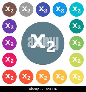 Subscript flat white icons on round color backgrounds. 17 background color variations are included. Stock Vector