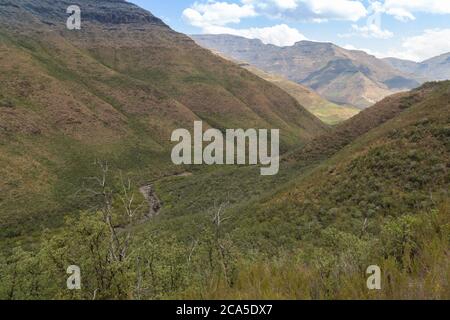 Landscape in the beautiful Tsehlanyane National Park, Leribe District, Kingdom of Lesotho, southern Africa Stock Photo