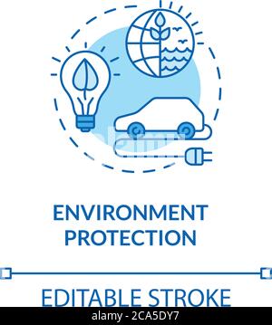 Environment protection turquoise concept icon. Eco friendly technology. Alternative energy supply idea thin line illustration. Vector isolated outline Stock Vector