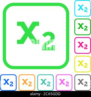 Subscript vivid colored flat icons in curved borders on white background Stock Vector