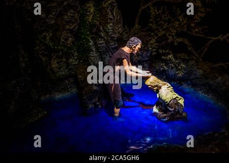 Italy, Venetia, Padua, Saint Anthony Basilica, his baptism in the Jordan by John the Baptist miniature models illustrating the life of Jesus Stock Photo