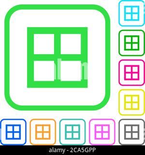 All borders vivid colored flat icons in curved borders on white background Stock Vector