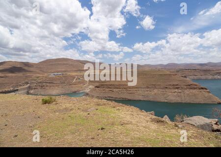 Katse Dam on the boder of Leribe and Thaba-Tseka District, Kingdom of Lesotho, southern Africa Stock Photo