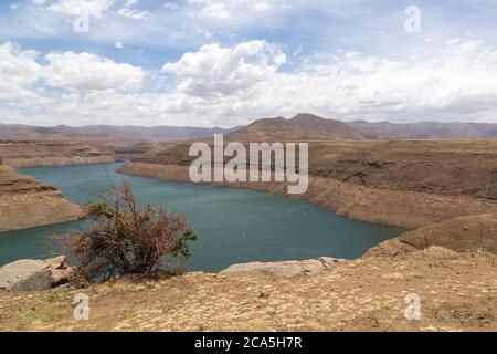 Katse Dam on the boder of Leribe and Thaba-Tseka District, Kingdom of Lesotho, southern Africa Stock Photo