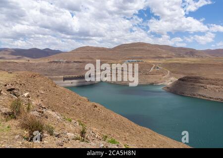 Katse Dam on the boder of Leribe and Thaba-Tseka District, Kingdom of Lesotho, southern Africa Stock Photo