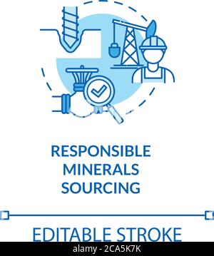 Responsible minerals sourcing turquoise concept icon. Industrial production. Ethical manufacturer idea thin line illustration. Vector isolated outline Stock Vector