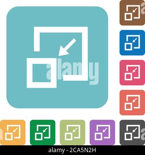 Shrink window white flat icons on color rounded square backgrounds Stock Vector