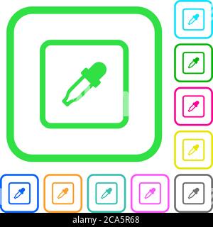 Get object color vivid colored flat icons in curved borders on white background Stock Vector