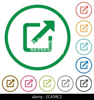 External link flat color icons in round outlines on white background Stock Vector