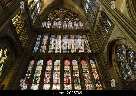France, Moselle, Metz, Saint Etienne of Metz cathedral, stained glass window
