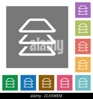 Multiple layers flat icons on simple color square backgrounds Stock Vector