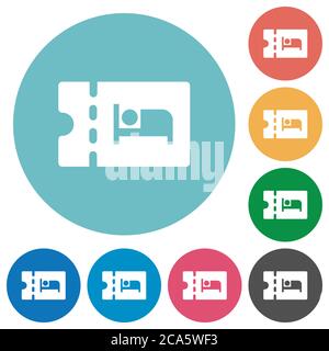 accommodation discount coupon flat white icons on round color backgrounds Stock Vector