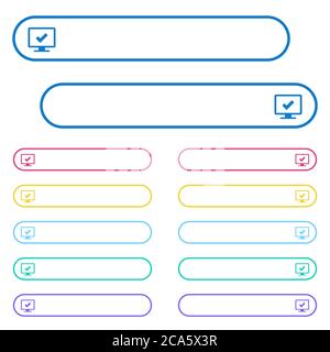 Accept display settings icons in rounded color menu buttons. Left and right side icon variations. Stock Vector